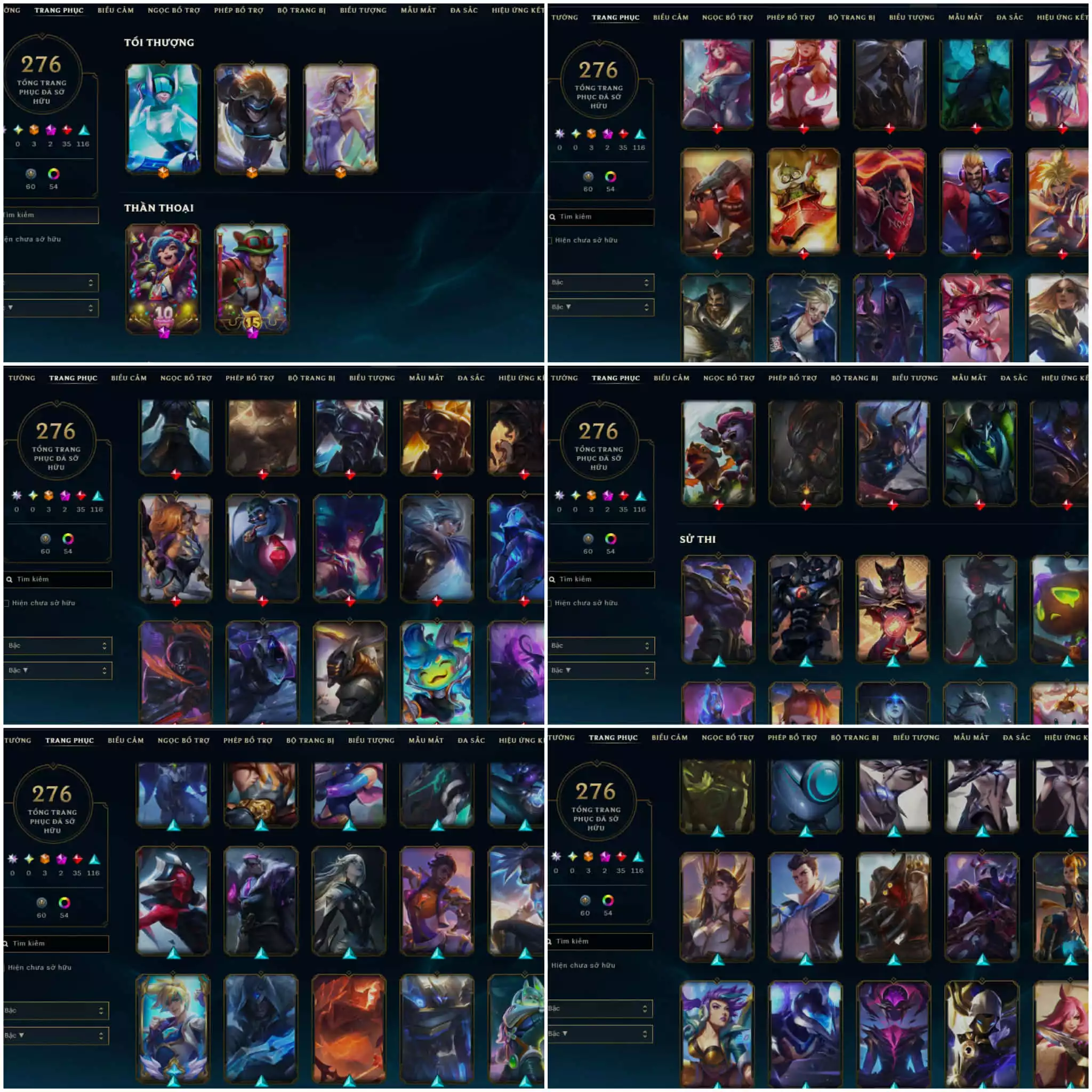 276 skin + nhiều skin ngon + full champ